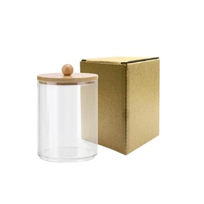 Organizador de escritorio transparente redondo multifuncional a prueba de polvo caja de almacenamiento cosméticos acrílico hisopo de algodón tarro
