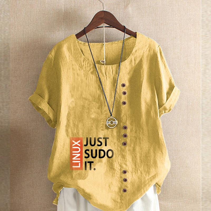 Women's Fashion Round Neck Short Sleeve T-shirt Casual Cotton Linen Graphic Shirt Leisure Loose English Letter Prined Summer Blouse Tops Plus Size