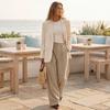 Women's Ffashionable Color Pocket Tie Loose Casual Suit Pants Commuting Straight Leg Casual Pants