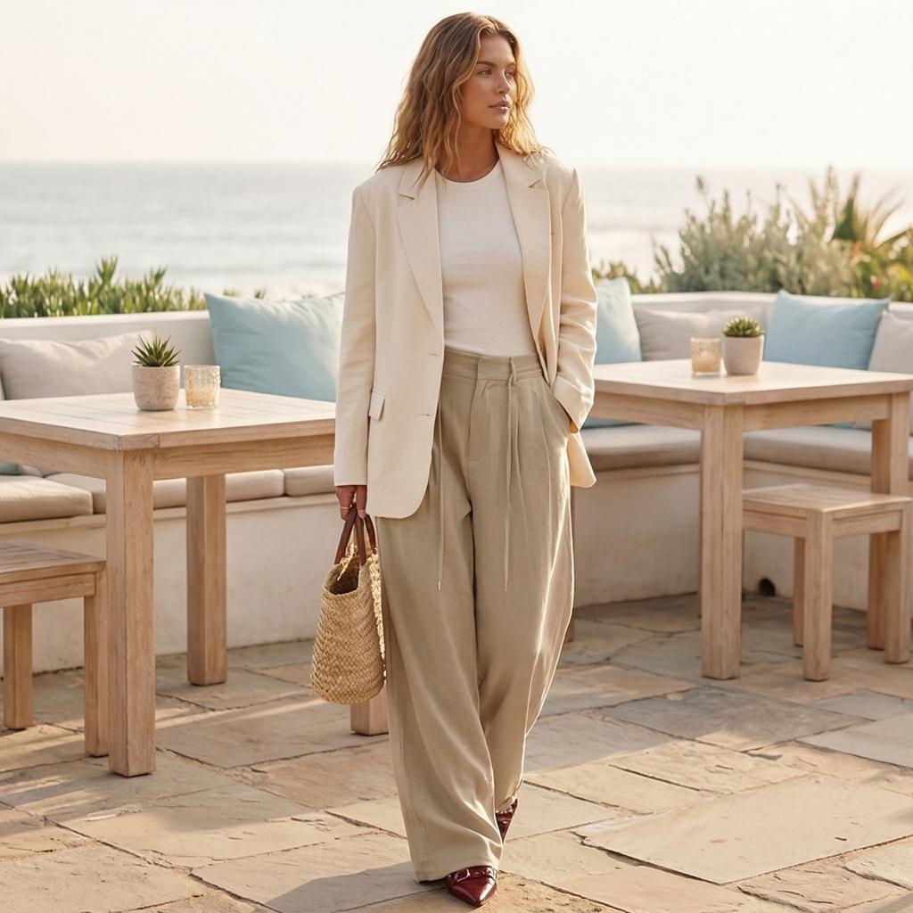 Women's Ffashionable Color Pocket Tie Loose Casual Suit Pants Commuting Straight Leg Casual Pants