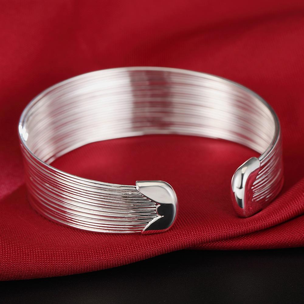 Trend Brands 925 Sterling Silver Cuff Bracelets for Women Lines Bangles Fashion Wedding Party Jewelry Christmas Gifts