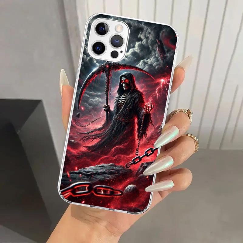 Death Grim Reaper Skull Scythe Phone Case for Iphone 17 Air 16 15 Plus 14 13 Mini 12 11 Pro Max 16E 7 8 SE 2020 Soft Funda Print