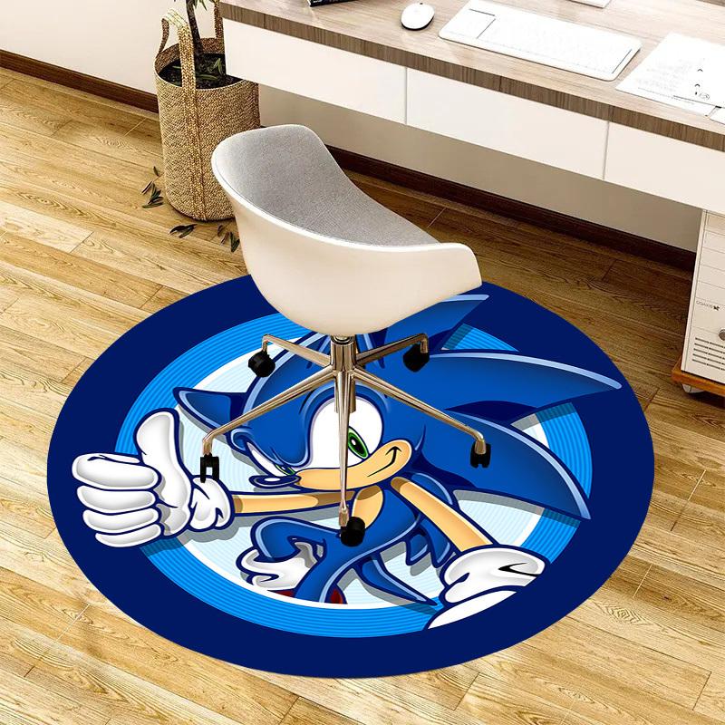 1pc Sonic the Hedgehog Round carpet, Made of Polyester,Perfect for Decorating Office Chairs, Living Rooms fplt081