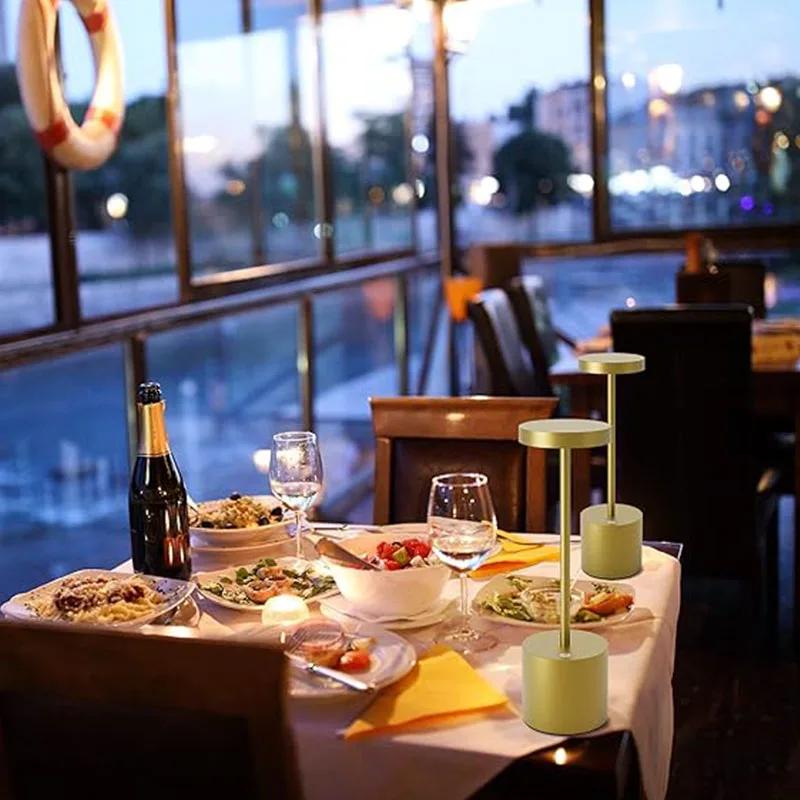 LED Touch Metal Table Lamp USB Rechargeable Three Colors Dimmable Desk Light Bedroom Night Light For Bar Room Decoration