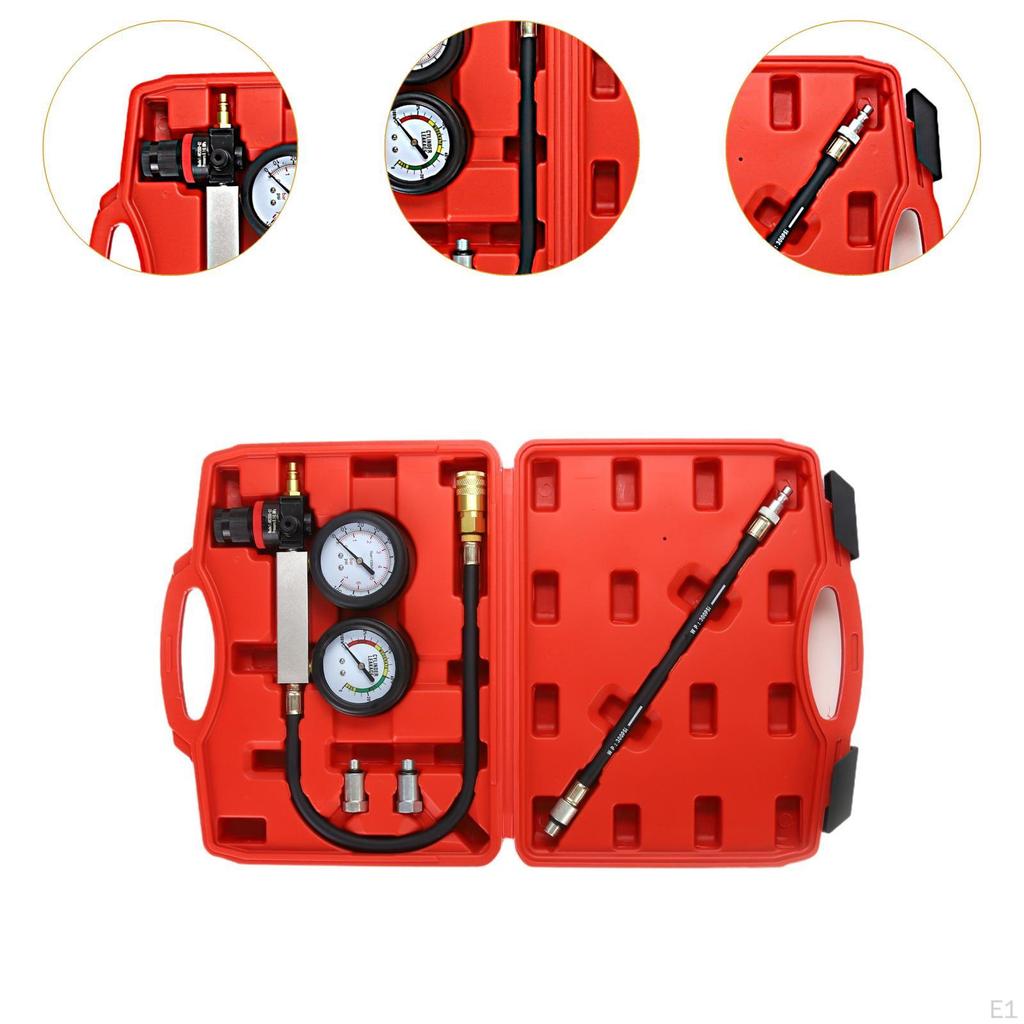 Cylinder Leak Down Tester Kit,Compression Leakage Test Portable Dual Pressure Gauge for Trucks