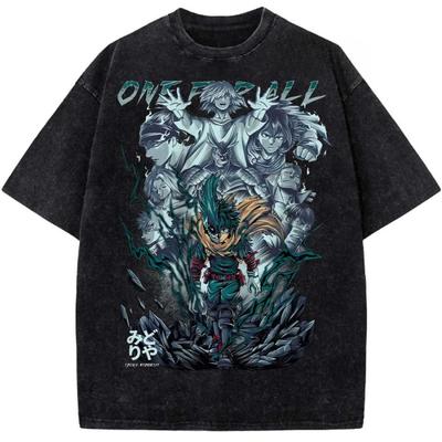 Anime My Hero Academia Midoriya Izuku Bedrucktes T-Shirt Herren Damen Gewaschenes Baumwoll-T-Shirt Vintage T-Shirt Harajuku Übergroßes T-Shirt