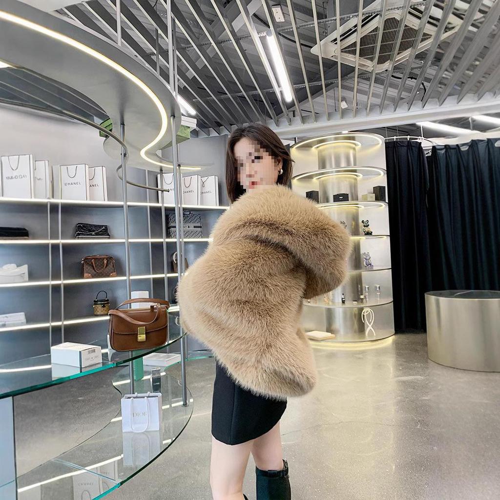 2025 Trendy Women's Faux Fox Fur Coat - Autumn/Winter Thickened Fashion Outerwear