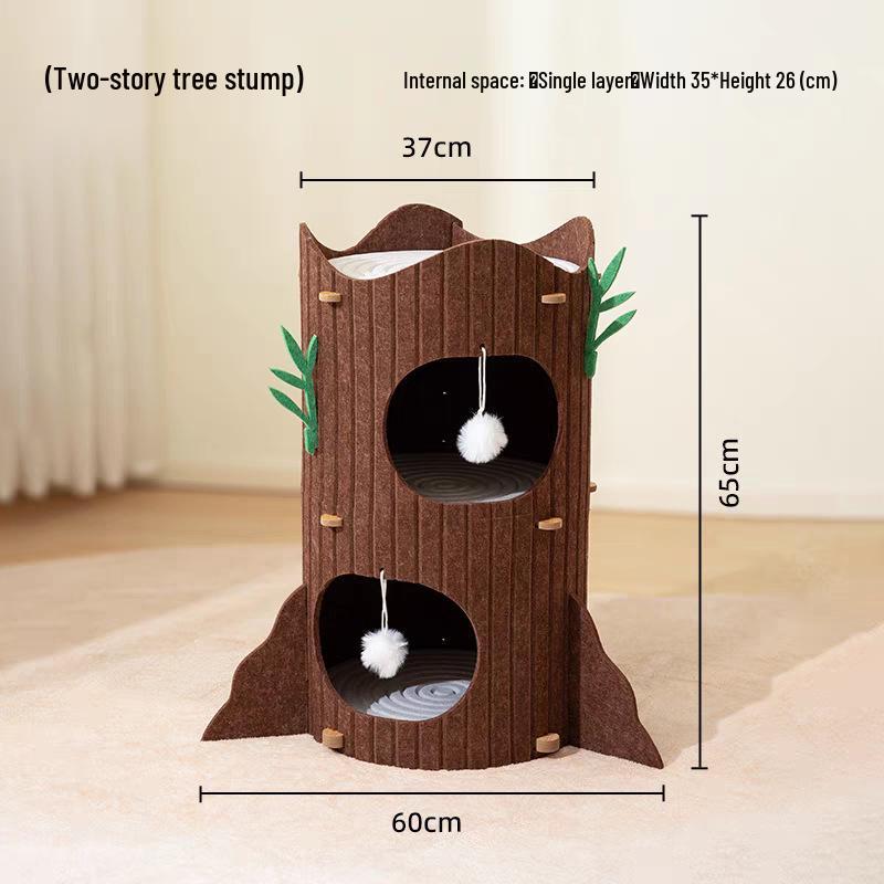 All-Season Multi-Layer Felt Cat Tree & Scratch Board Hideaway Default