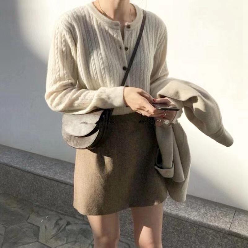 Women's Round Neck Fashion Short Knitted Wool Cardigan Sweater - Perfect with Skirts or As a Shawl-Style Outerwear