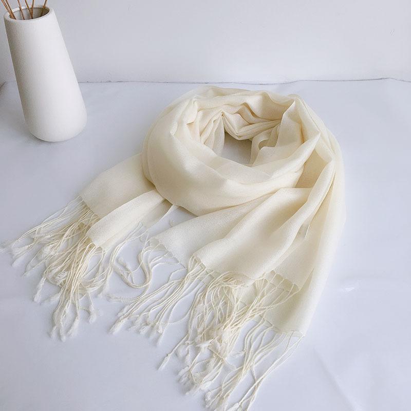 Popular Flax Plant Dyed White Scarf Summer Sunscreen Silk Silk Scarf Solid Color Cotton And Linen Shawl