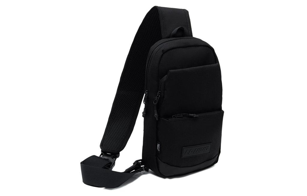 Li Ning Athleisure Fabric Crossbody Bag, Shoulder Bag, Sling Bag Regular Unisex Black ABST021-1