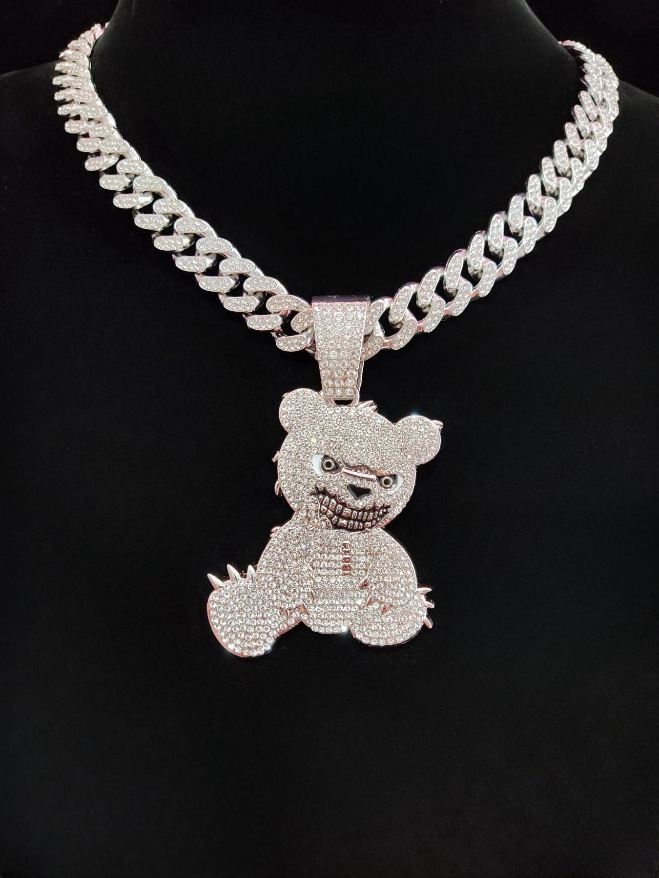 

New Arrived Hip Hop Bear Shape Pendant Necklace Men Women Chain Iced Out Bling Bling Necklaces HipHop Jewelry Fashion Gift 20inch