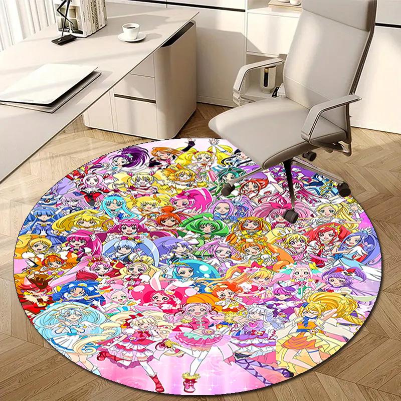1pc Pretty Cure1 Design Printed Area Round Carpet for Bedroom Living Room Home Decor Rugs Mat Non Slip Mat Rug for Bedside