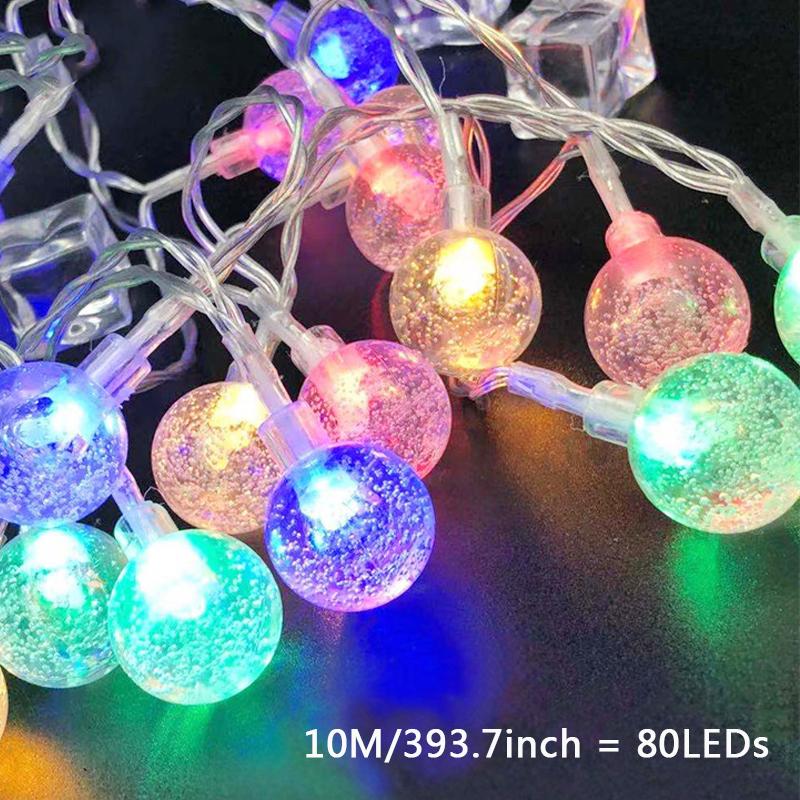 

Світлодіодна кришталева куля Струнні ліхтарі 220 В 10 М 20 М Казковий глобус Гірлянда для свята Весілля Патіо Різдвяні прикраси 10M 80LEDs