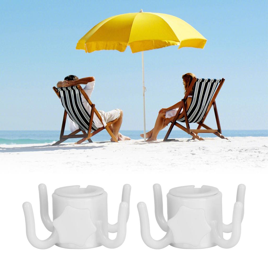 2 szt. Plastikowy Hak do Wieszania Parasola Plażowego Wieszak na Parasol 4 Ząbki Uchwyt na Ręcznik Kapelusz Okulary Przeciwsłoneczne