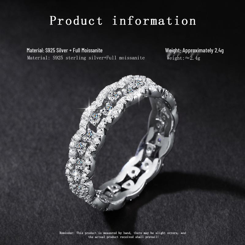 Elegant Moissanite Lace Ring: Stackable 925 Silver, Fashionable and High-End Women's Accessory