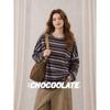 CHOCOOLATE Women's Retro Striped Long Sleeve T-Shirt