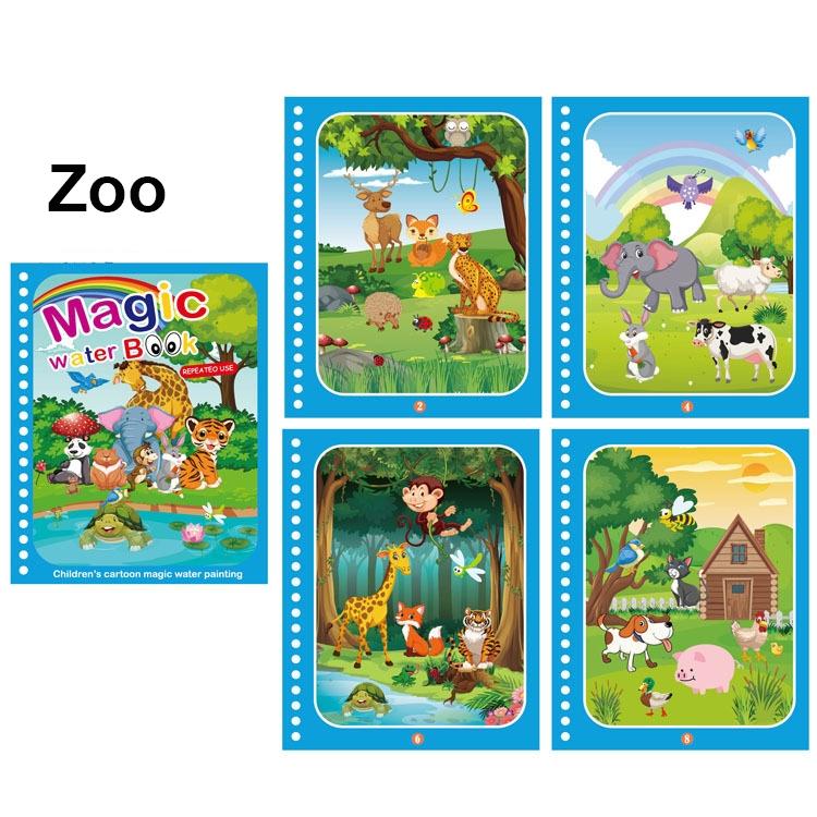 Barn Magisk Vattenritbok Vattenmålning & Färgläggning vattenritbok Med 1 Magisk Penna barnleksaker målning Pedagogiska Leksaker