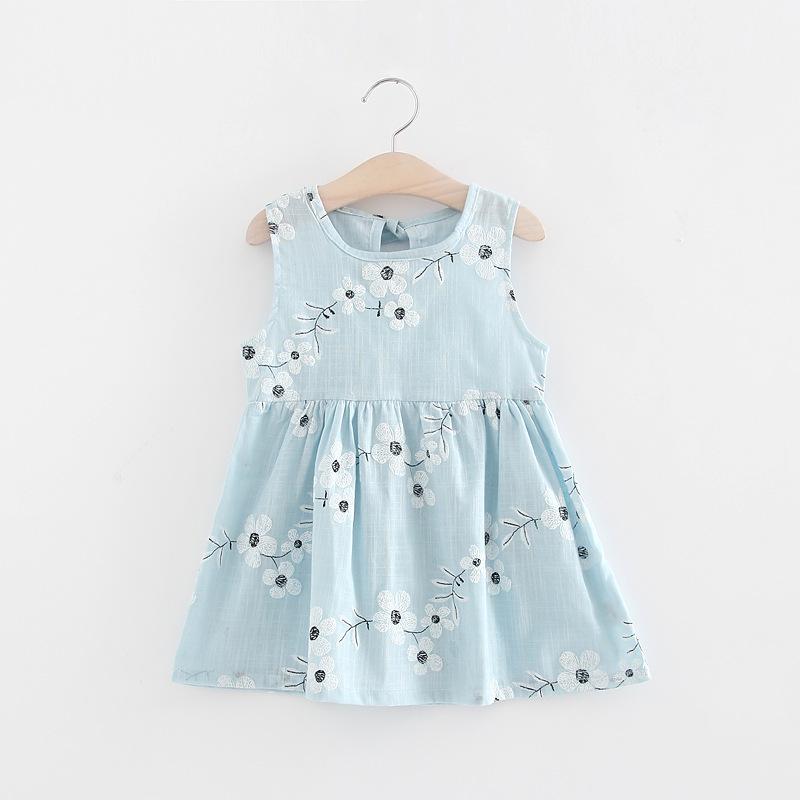 Baby Girls Summer Dress Sleeveless Hollow Back Pleated Skirt T-Shirt Dress 0-24 Months Breathable Photoshoot & Party Outfit