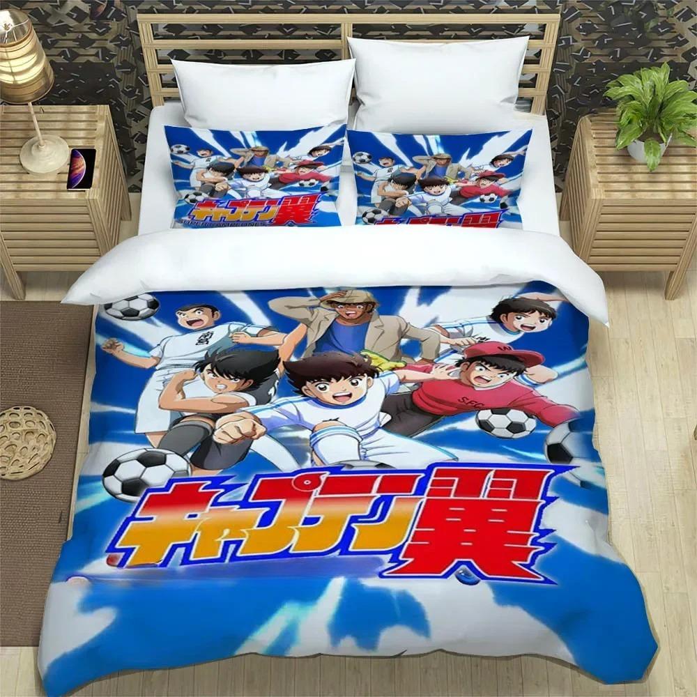 Cartoon Captain Tsubasa Duvet Cover Pillowcase Bedding Set for Kids Girl Boys Bedroom Gift Single Double Large Size