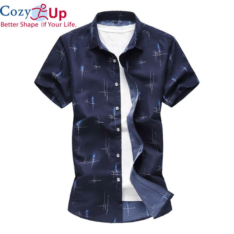 Cozy Up Summer New Men's Casual Shirt Fashion Print Slim Short Sleeve Shirt Hawaiian Shirt Brand Clothing