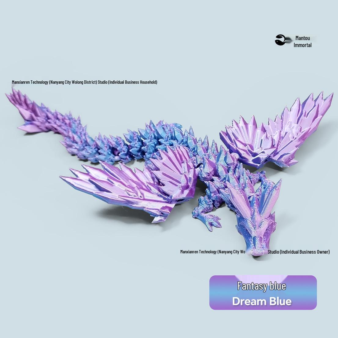 

Кристальная 3D-печатная фигурка виверны с длинным хвостом, с подвижными суставами и крыльями - Детская игрушка или украшение для автомобиля в подарок 20cm