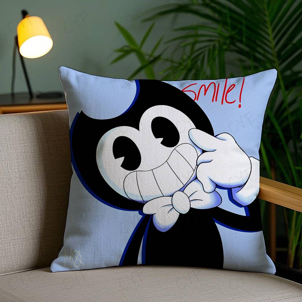 B-Bendy And The I-Ink Machine Anime Pillow Case Safe Custom Photo Pillow, Anti-Fade Brushed Fleece Cushion