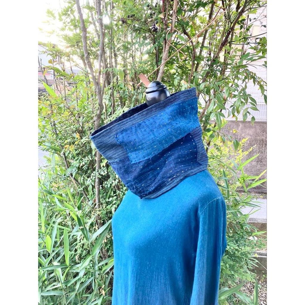 Used B80 Rags Snood Old Cloth Remake Indigo Dye Patchwork Sewing Sashiko