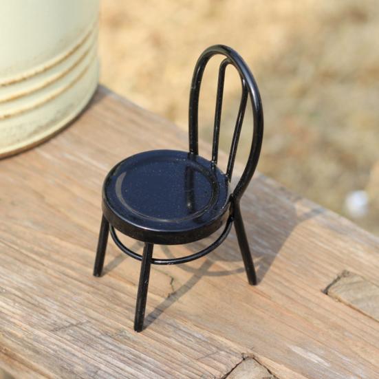 Miniature Chair, Tiny Metal Round Chair, Realistic Furniture Miniature, Mini Collectible Chair for Doll Mansion Miniature Rooms