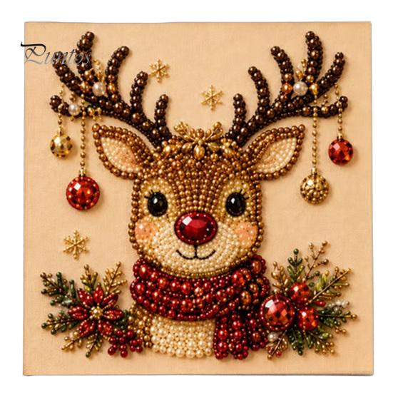 Handgefertigte Dekorationsornamente DIY Weihnachts-Perlenmalerei Kunst-Kit mit Holzrahmen, Basteln, Kranz-/Weihnachtsmann-Bastelsets zur Entspannung Claus/Weihnachten