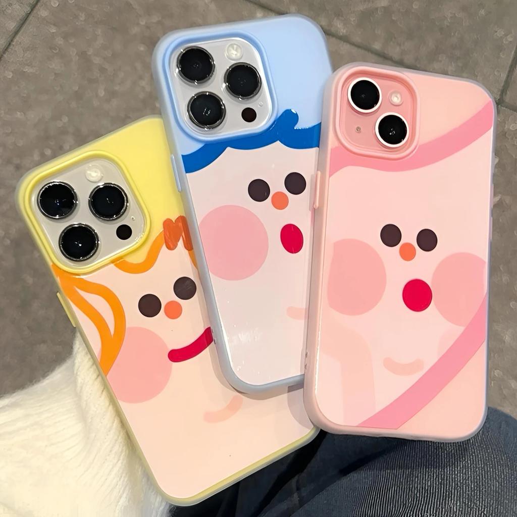 Cute square face expression applies to iPhone16/17promax mobile phone case Apple 15 skin matte 13/14 set