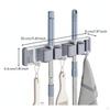 Wall Mounted Mop Holder Easy Installation Broom and NonSlip Grip Punch Tool Hanger for