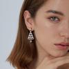 E0541 Boucles d'oreilles arbre de Noël haut de gamme pour femmes: Style Européen & Américain, Cuivre avec Zircon Plaqué Or