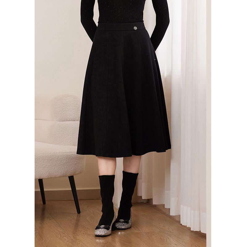 

2025 Classic Black Wool Tweed Mid-Length Skirt for Women S чорний