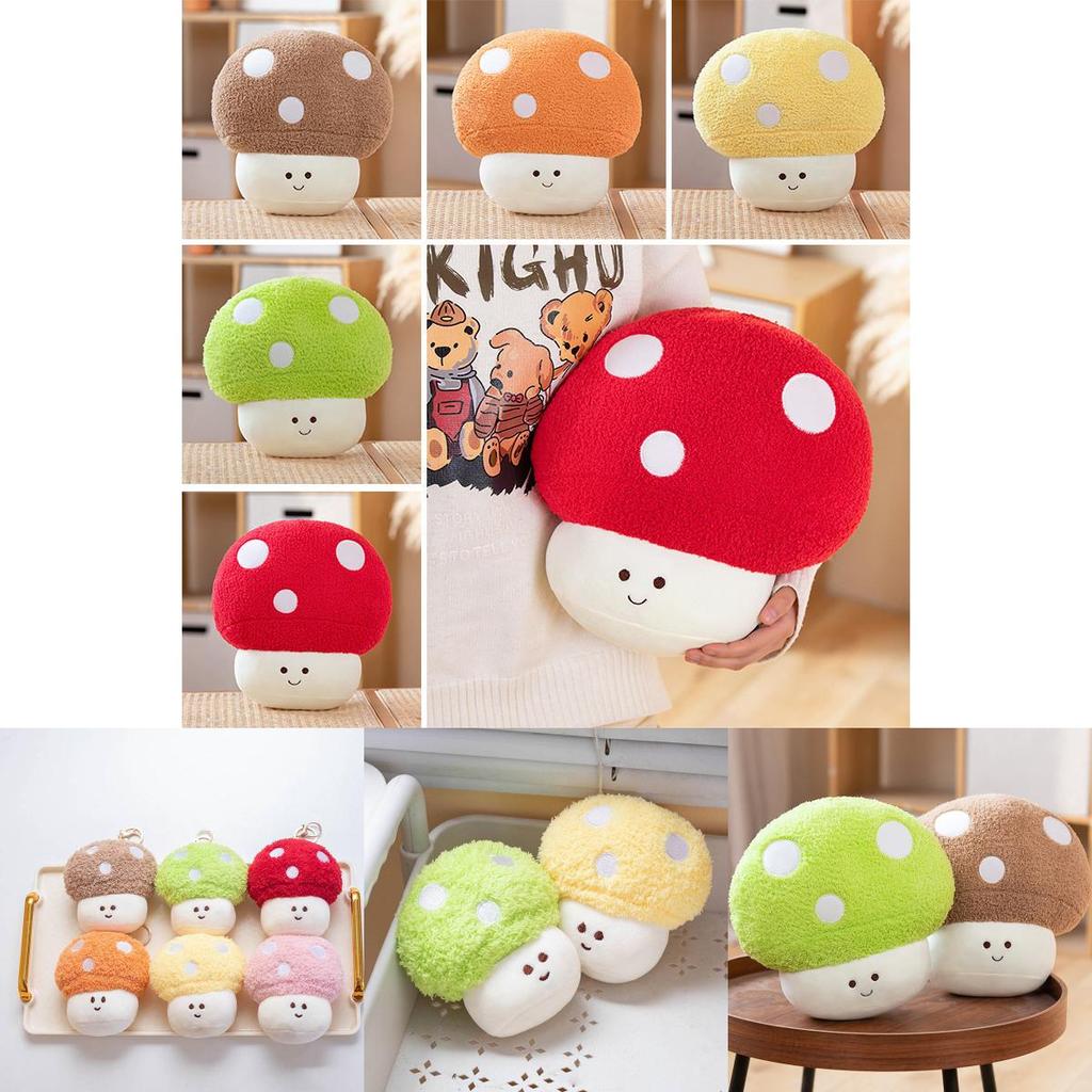 Cute Colorful Dopamine Mushroom Plush Doll Adorable Vegetable Stuffed Toy For Kids And Girls