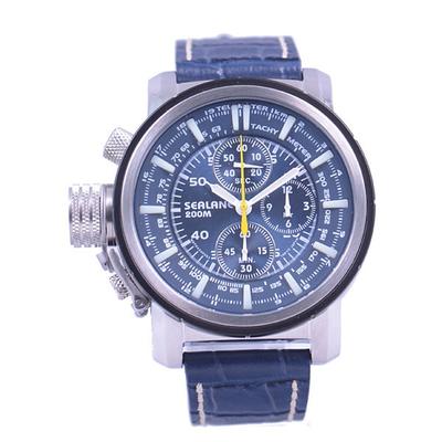 SEALANE Herren SE56-LBL (SE56 Serie Quarz Herren Sonnenflamme) Runde Uhr Navy Edelstahl