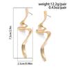 IngeSight.Z Fashion Irregular Metal Twisted Long Drop Earrings for Women Trending Geometric Gold Color Waves Earrings Jewelry