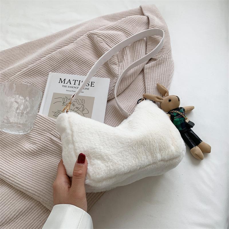 Women'S Bag Messenger Bagnewest Bag Female Ins Niche Chain Bag Messenger Bag Plush Small Square Bag Women Handbags And Purse
