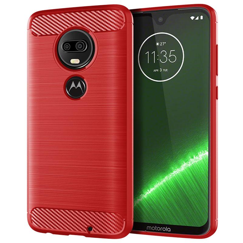 

Роскошный чехол из углеродного волокна для moto g7 plus G7+, мягкий защитный чехол для телефона Moto G7 Plus, противоударный силиконовый чехол Moto G7 Plus красный