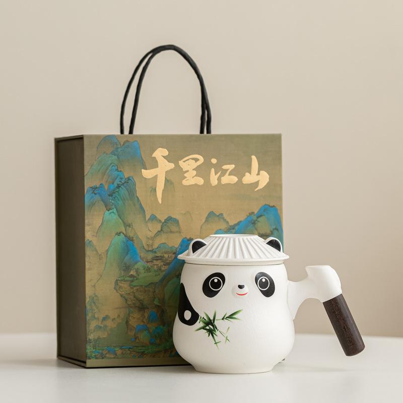 Guochao Merchandise Panda Cup Ceramic Cup Tea Coffee Cup Filter Cup Engraving Name Surname Cup
