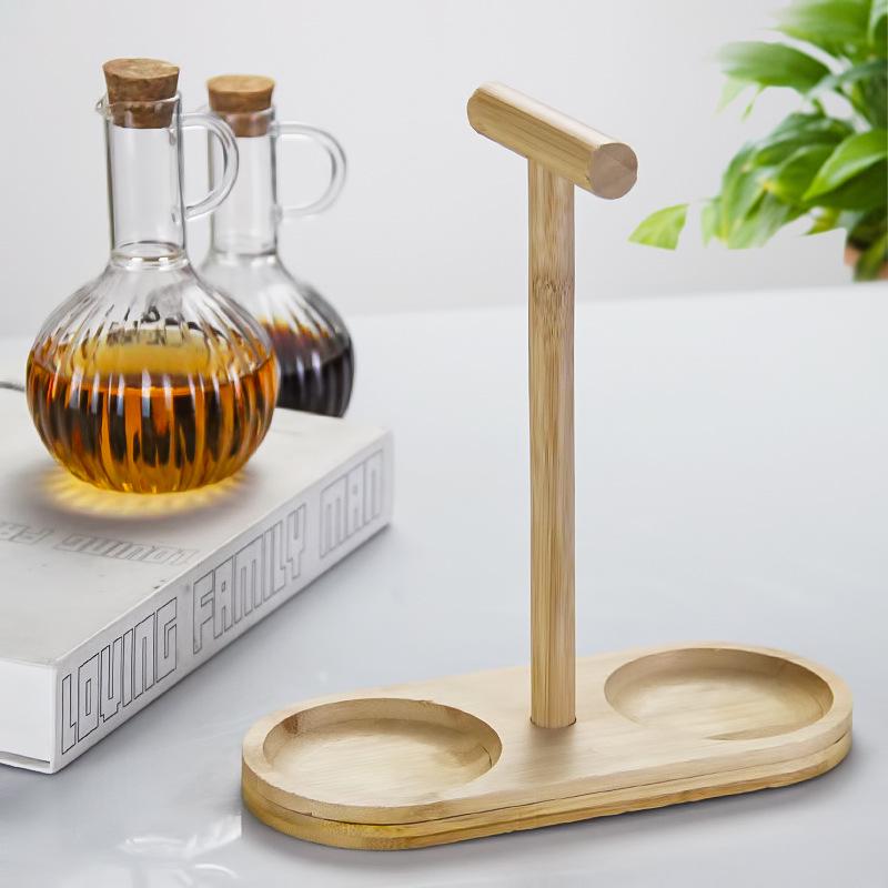 Heat-Resistant Borosilicate Glass Oil Bottle with Cork, Striped Design for Soy Sauce & Vinegar.