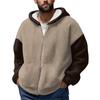 Men'S Winter Zipper Hooded Fleece Sweatshirt With Patch Pocket Casual Jacket