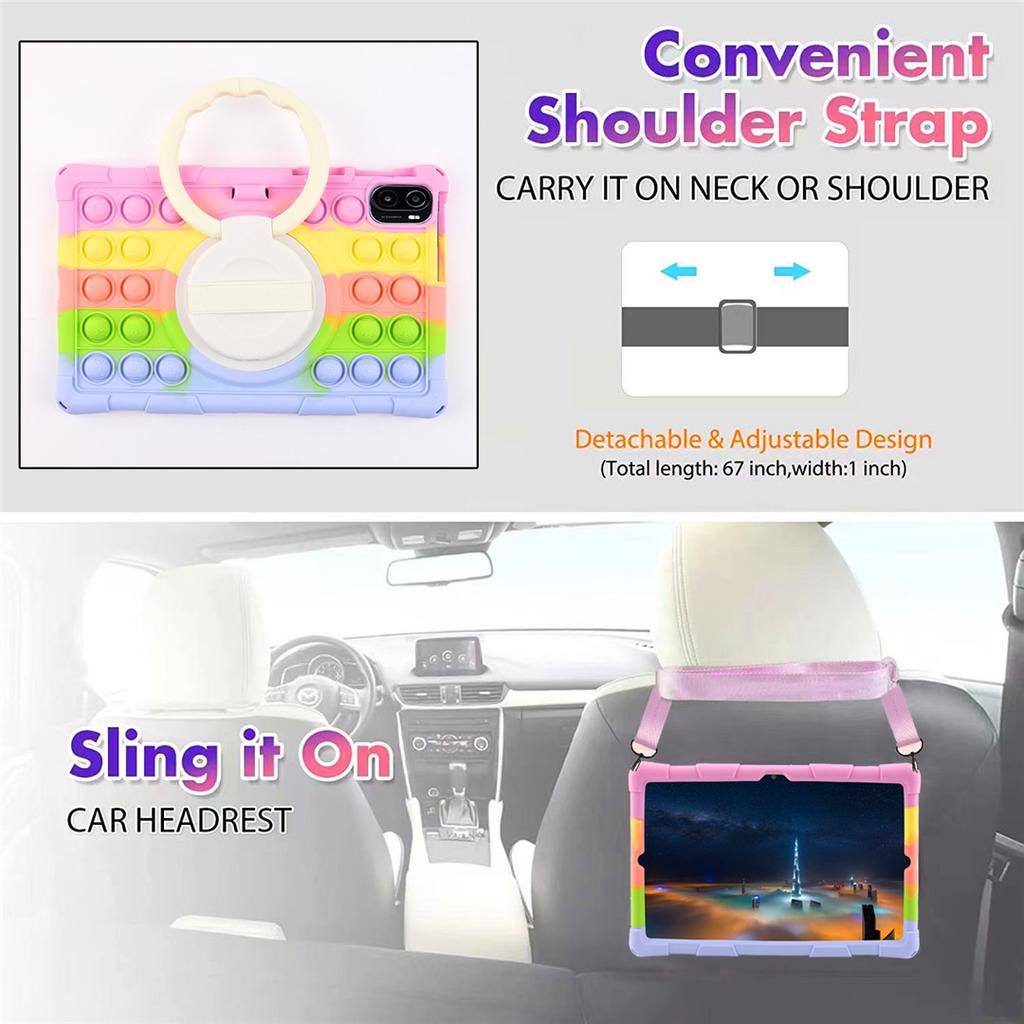 For Xiaomi Mi Pad 5 6 Pro Case Soft Bubble Silicon Kids Handle Cover For MiPad 5 Pro 2021 11 Inch Tablet Stand Case Shoulder Strap
