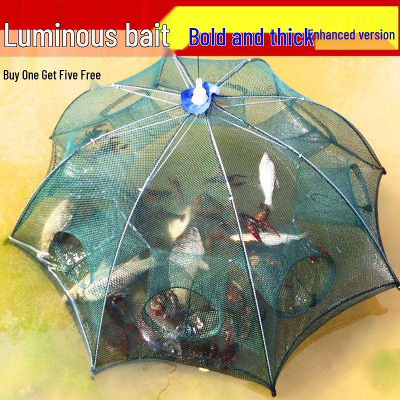Multi-Purpose Fishing Net: Shrimp, Crab, Fish, Eel, and Loach Trap with Umbrella Design