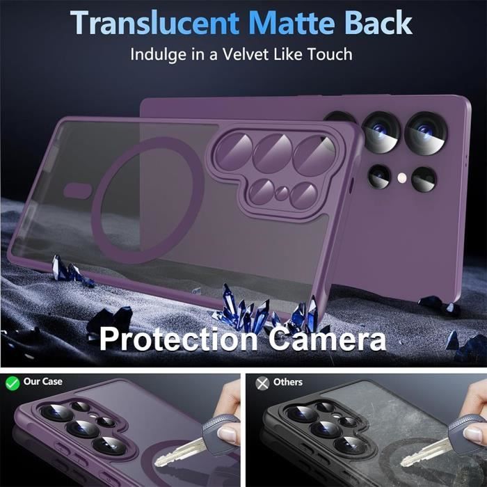 Coque pour Samsung Galaxy S25 Ultra, Protection avec Cerle Magnétique et Vitre Caméra Anti-Rayures Antichoc - Violet
