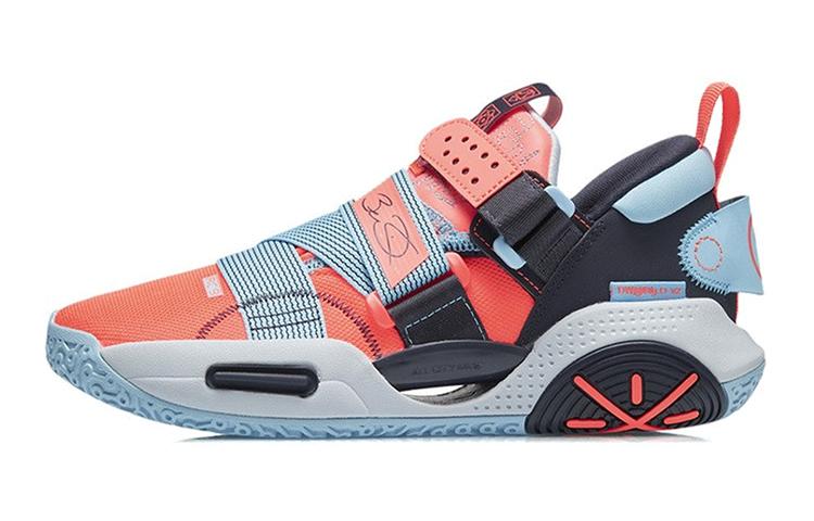 Li Ning All City 9 V2 Youth Edition Low top Children s Basketball Shoes Orange Blue Teenagers ABPR055-2 35.5