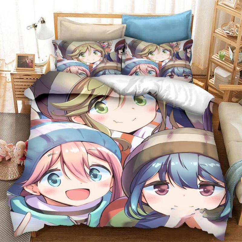 Neuer 3D-Druck Anime Yuru Camp Bettwäsche-Set Bettbezüge Kissenbezüge 2/3-teilig Steppdecke Bettwäschesets Bettwäsche Bett Heimtextilien