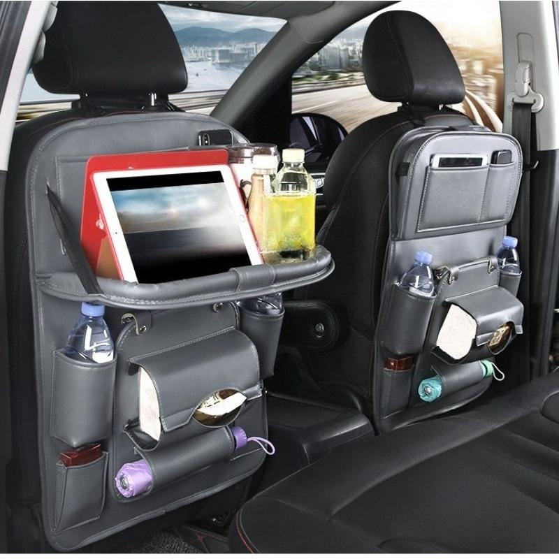 1pcs Universal Car Seat Back Storage Bag Multifunctional Organizer with Tray Auto Interior Accessories