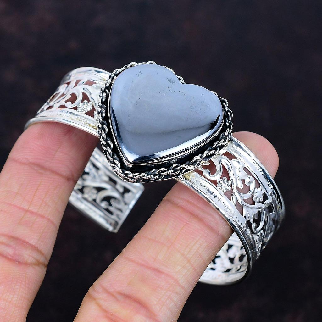 Shungite Bangle 925 Sterling Silver Bangle Adjustable Cuff Bracelet Handmade Real Gemstone Bangle Silver Jewelry Wedding Gifts Unique Bangle