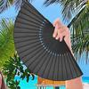 Folding Hand Fan Black Folding Fan Black Bamboo Silk Ladies Handheld Folding Fan Portable Black Silk Hand Fan Home Decor Gift
